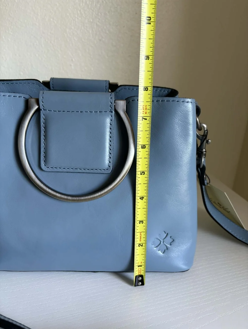 Patricia Nash Empoli Blue Leather Satchel / Crossbody With Metal Handles NWT